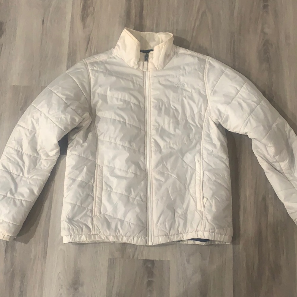 The North Face White Puffer Zip Up Jacket